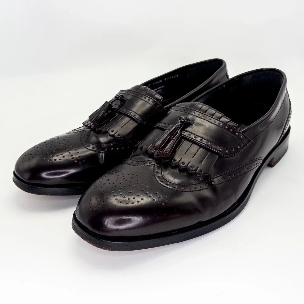Nunn Bush Men's 11.5M Burgundy Leather Kiltie Tassel Loafers Dress Shoes
